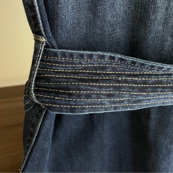 Current/Elliott Blue Denim Belted Pearl Snap Mini Dress, Small - Picture 8 of 13